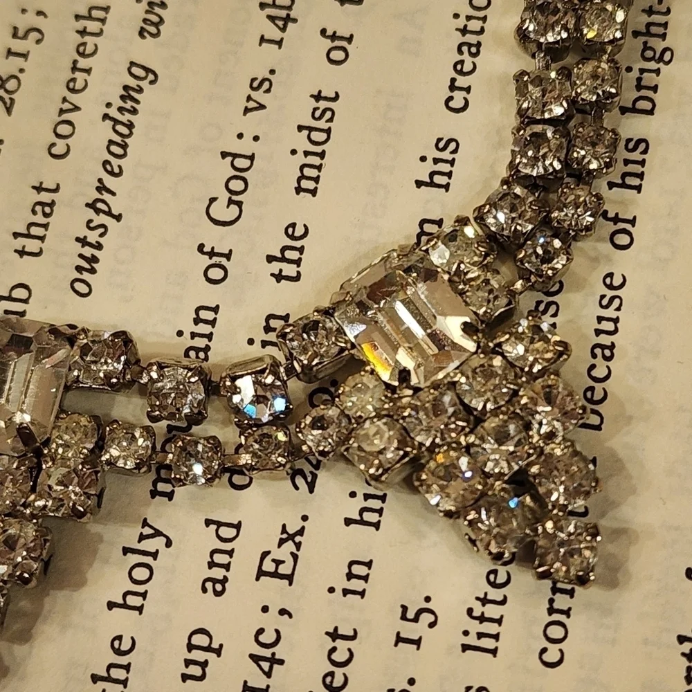 Art Deco Wedding Necklace Vintage Crystal/Rhinestone 13.5